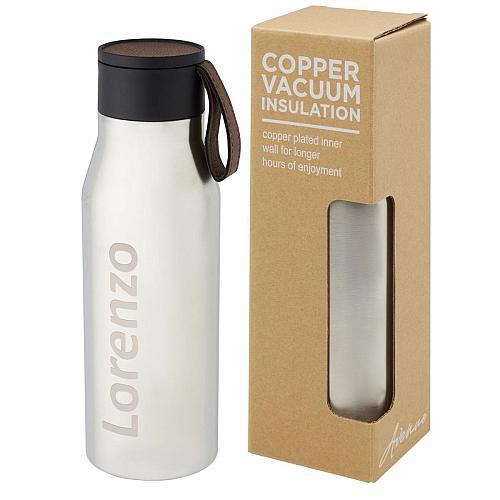 Ljungan 500 ml copper vacuum insulated stainless steel bottle with PU leather strap and lid 4