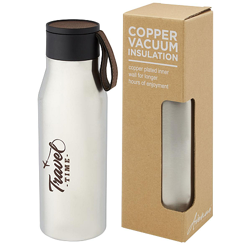 Ljungan 500 ml copper vacuum insulated stainless steel bottle with PU leather strap and lid 3