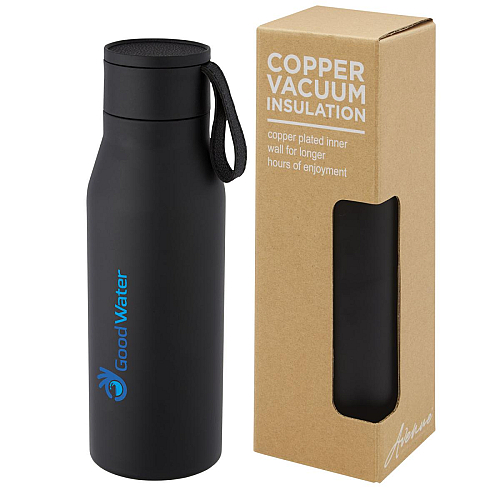 Ljungan 500 ml copper vacuum insulated stainless steel bottle with PU leather strap and lid 2