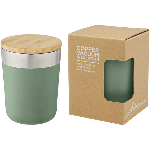 Lagan 330 ml copper vacuum insulated stainless steel tumbler with bamboo lid 1