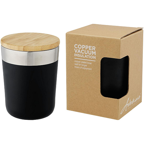 Lagan 300 ml copper vacuum insulated stainless steel tumbler with bamboo lid 1