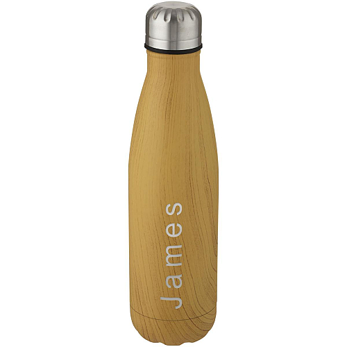 Cove 500 ml vacuum insulated stainless steel bottle with wood print 3