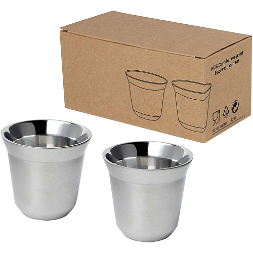 Duo 80 ml RCS certified stainless steel espresso cup set  1