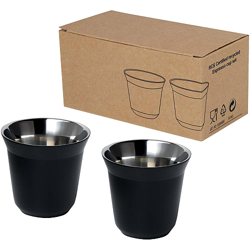 Duo 80 ml RCS certified stainless steel espresso cup set  1