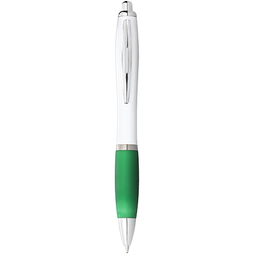 Nash ballpoint pen with white barrel and coloured grip (black ink) 1