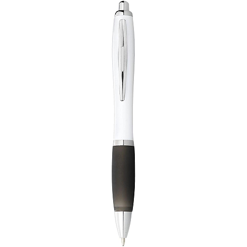 Nash ballpoint pen with white barrel and coloured grip (black ink) 1
