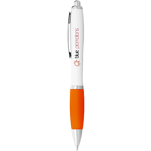 Nash ballpoint pen with white barrel and coloured grip (black ink) 2