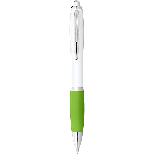 Nash ballpoint pen white barrel and coloured grip 1