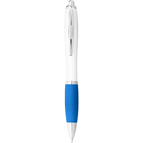 Nash ballpoint pen white barrel and coloured grip 1