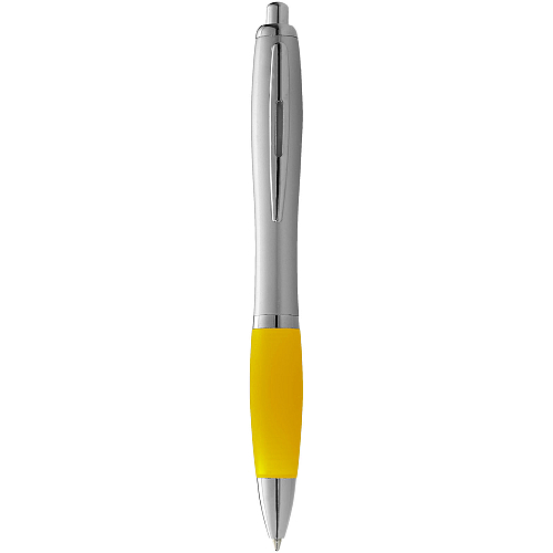 Nash ballpoint pen silver barrel and coloured grip 1
