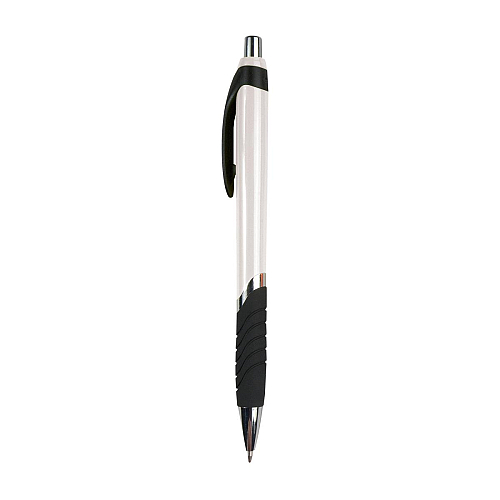 Plastic snap pen with coloured barrel, rubberised grip and chromed details 2