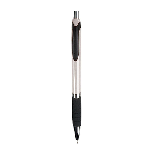 Plastic snap pen with coloured barrel, rubberised grip and chromed details 1