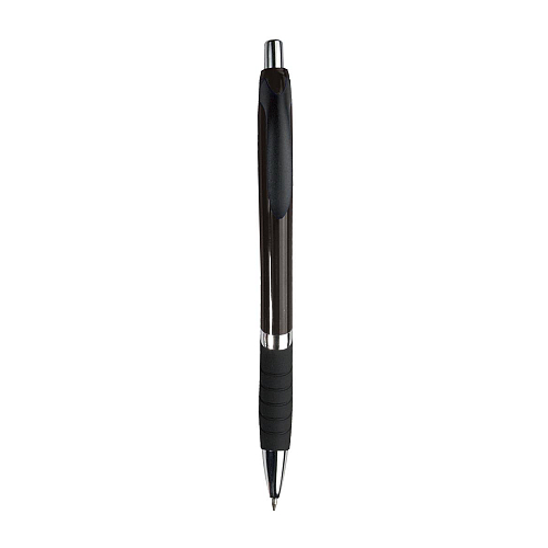 Plastic snap pen with coloured barrel, rubberised grip and chromed details 1