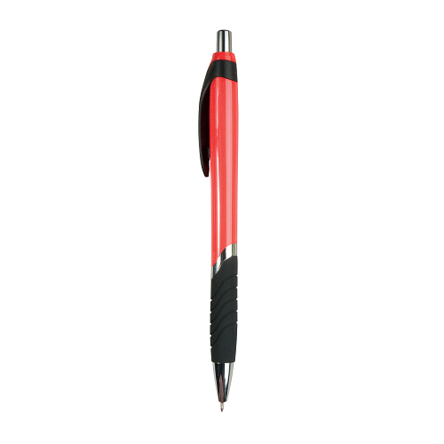 Plastic snap pen with coloured barrel, rubberised grip and chromed details 2