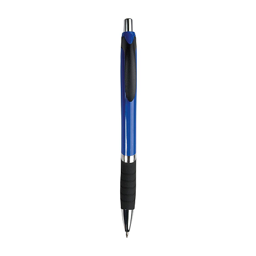 Plastic snap pen with coloured barrel, rubberised grip and chromed details 1