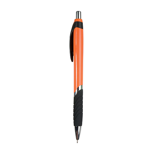 Plastic snap pen with coloured barrel, rubberised grip and chromed details 2