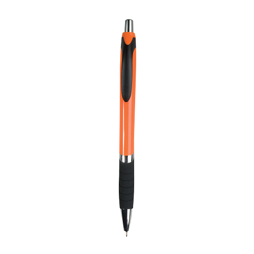 Plastic snap pen with coloured barrel, rubberised grip and chromed details 1