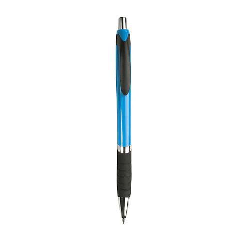 Plastic snap pen with coloured barrel, rubberised grip and chromed details 1