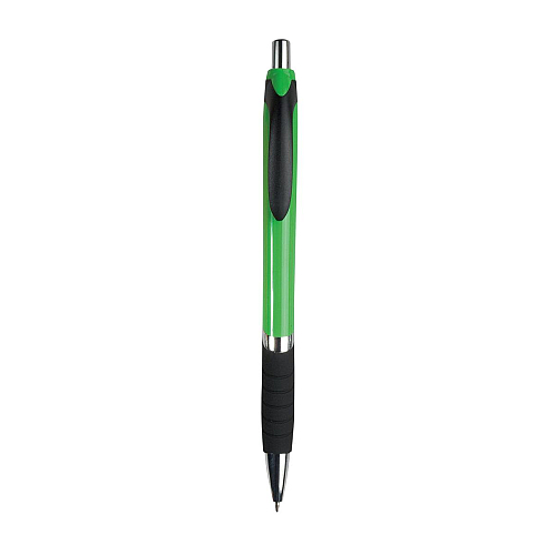 Plastic snap pen with coloured barrel, rubberised grip and chromed details 1