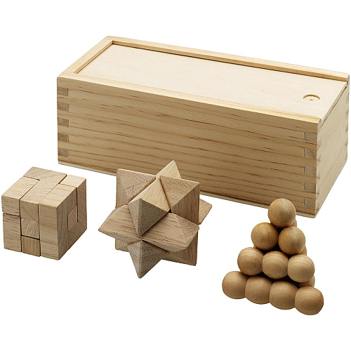 Brainiac 3-piece wooden brain teaser set 1