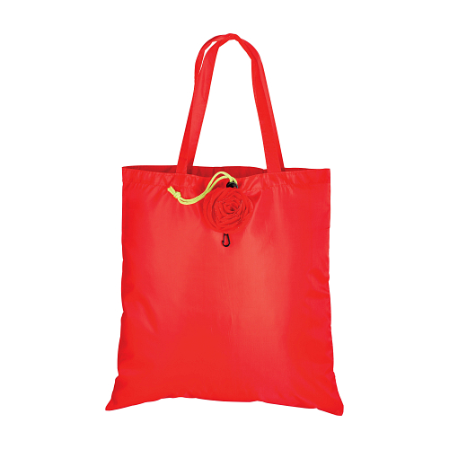 190t polyester, rose-shaped foldable shopping bag with plastic snap hook 2