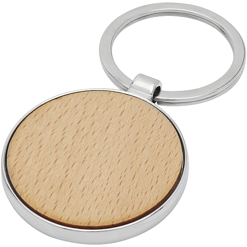 Moreno beech wood round keychain 1