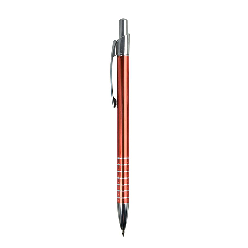 Aluminium snap pen with coloured barrel and ring-decorated grip 2