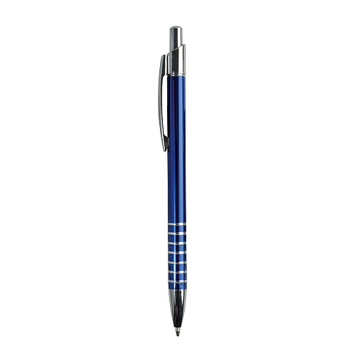 Aluminium snap pen with coloured barrel and ring-decorated grip 2