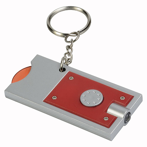 Plastic key ring with shopping trolley token and light 1