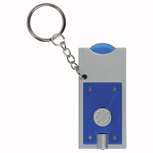 Plastic key ring with shopping trolley token and light 2