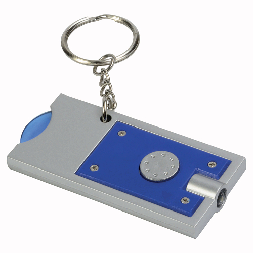 Plastic key ring with shopping trolley token and light 1