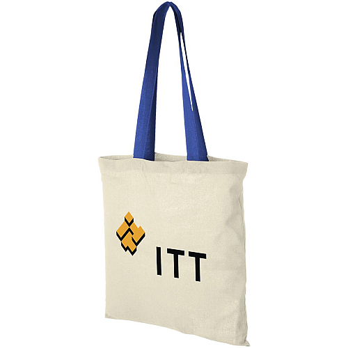 Nevada 100 g/m² cotton tote bag coloured handles 7L 2