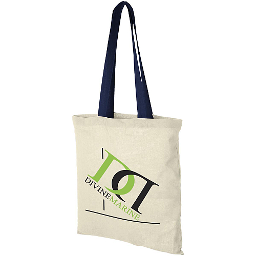 Nevada 100 g/m² cotton tote bag coloured handles 7L 2