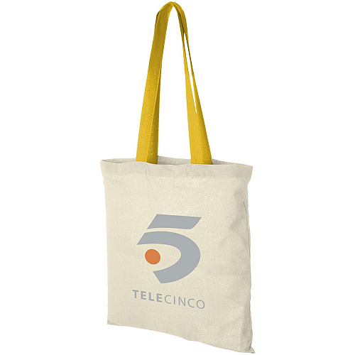 Nevada 100 g/m² cotton tote bag coloured handles 7L 2