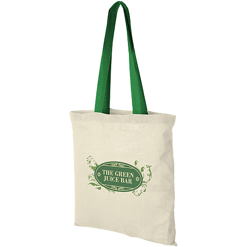 Nevada 100 g/m² cotton tote bag coloured handles 7L 2