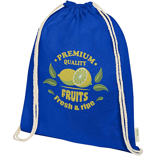 Orissa 140 g/m² organic cotton drawstring bag 5L 2