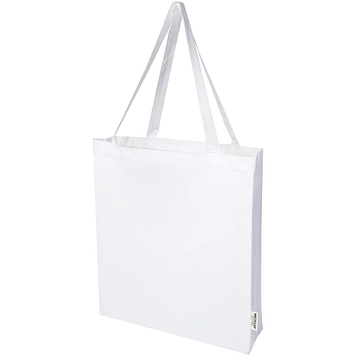 Madras 140 g/m² GRS recycled cotton gusset tote bag 1