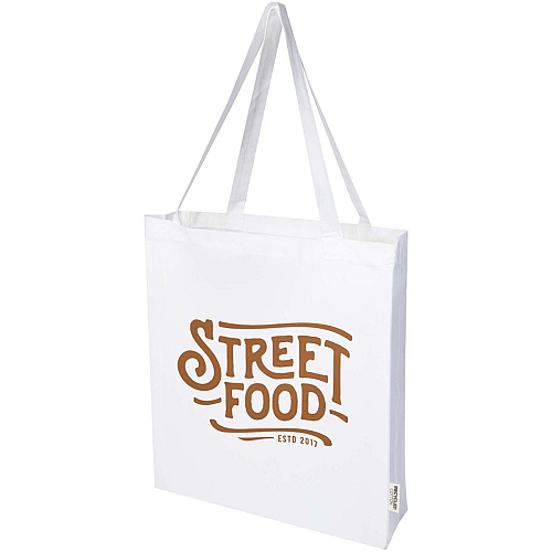 Madras 140 g/m² GRS recycled cotton gusset tote bag 2