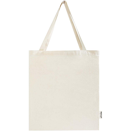 Madras 140 g/m² GRS recycled cotton gusset tote bag 3