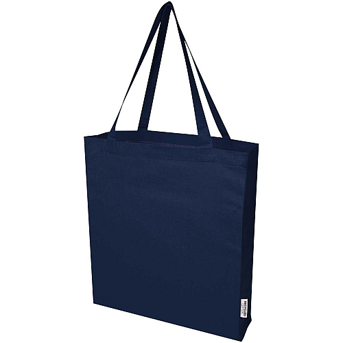 Madras 140 g/m² GRS recycled cotton gusset tote bag 1