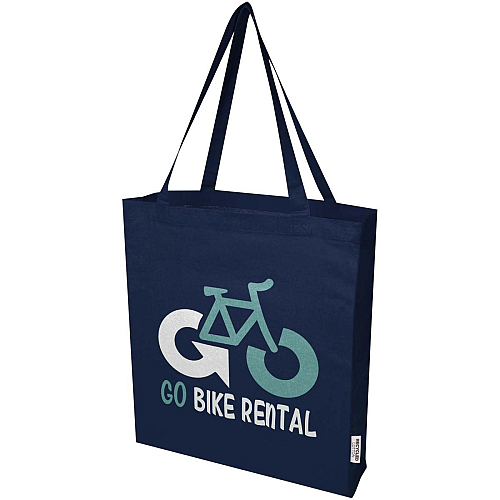 Madras 140 g/m² GRS recycled cotton gusset tote bag 2