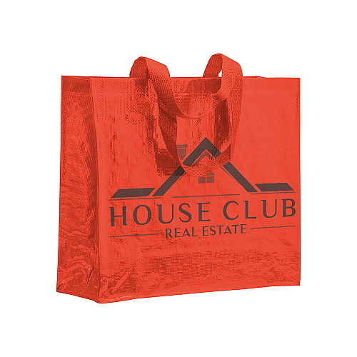 Laminated 120 g/m2 pp shopping bag with gusset and long ribbon handles 3