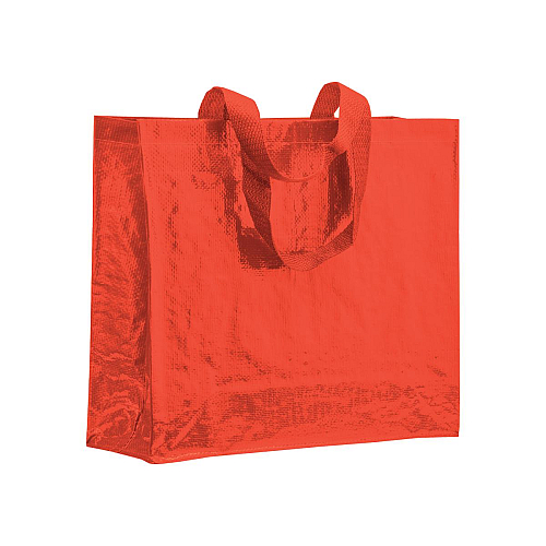 Laminated 120 g/m2 pp shopping bag with gusset and long ribbon handles 1