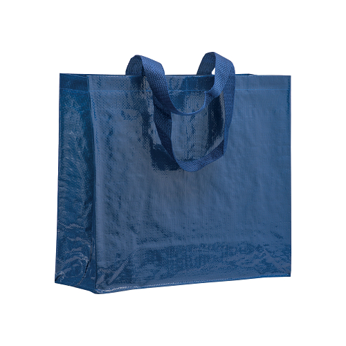 Laminated 120 g/m2 pp shopping bag with gusset and long ribbon handles 1