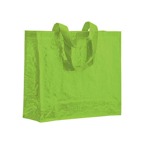 Laminated 120 g/m2 pp shopping bag with gusset and long ribbon handles 1