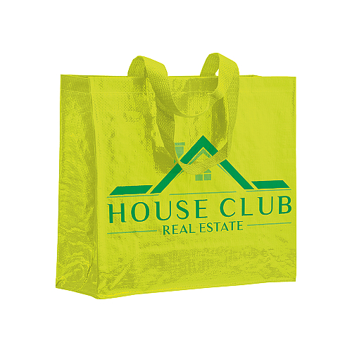 Laminated 120 g/m2 pp shopping bag with gusset and long ribbon handles 3