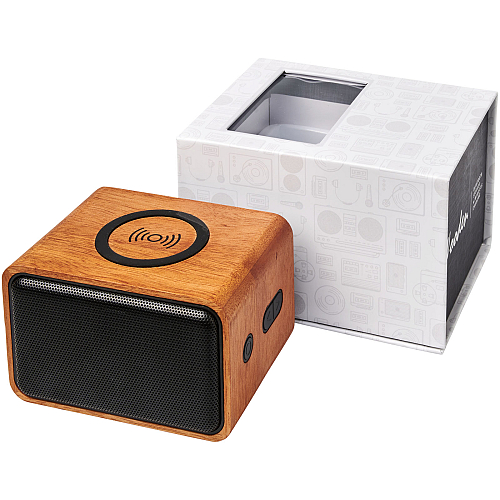 Wooden speaker with wireless charging pad 1