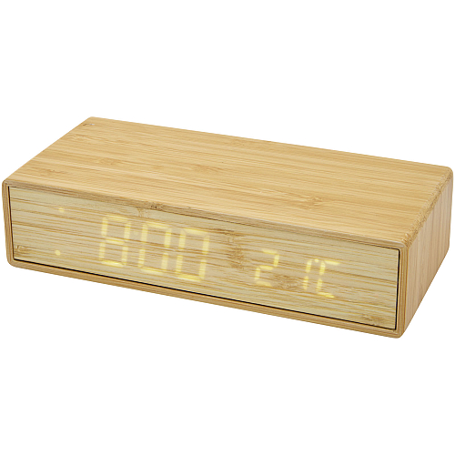Minata bamboo wireless charger with clock 1