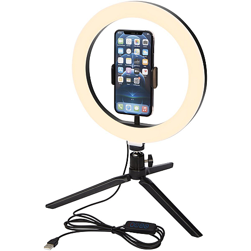 Lumină studio pentru selfie-uri și vlogging cu suport de telefon și trepied 1