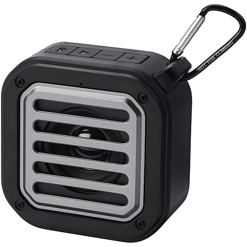Solo 3W IPX5 RCS recycled plastic solar Bluetooth® speaker with carabiner  1